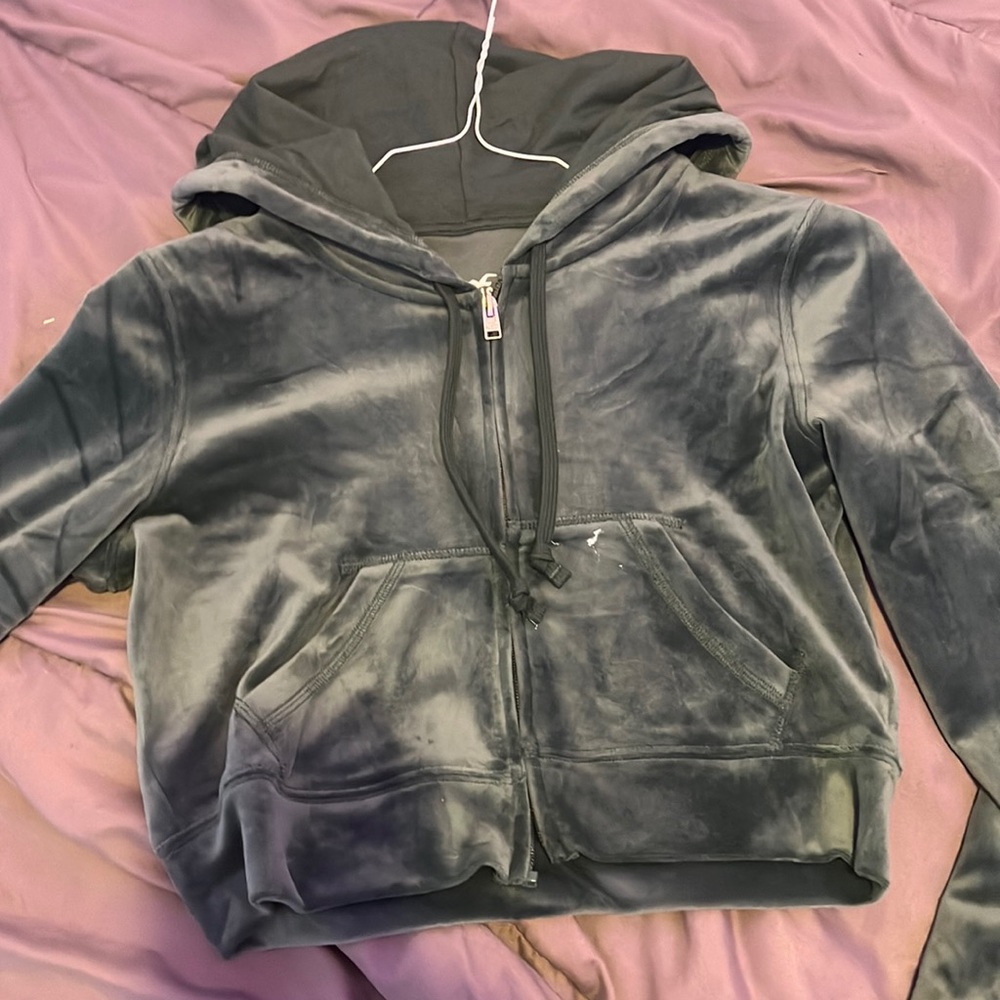 Greenish/blue hollister tracksuit zip up size small